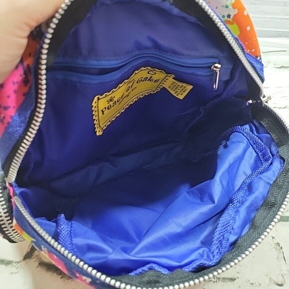 Peace Of Cake Backpack Multi Color Hippie Book Bag - Picture 8 of 11